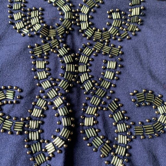 INC Navy Tailored Shirt with Sequin Embellishments - Picture 4 of 5